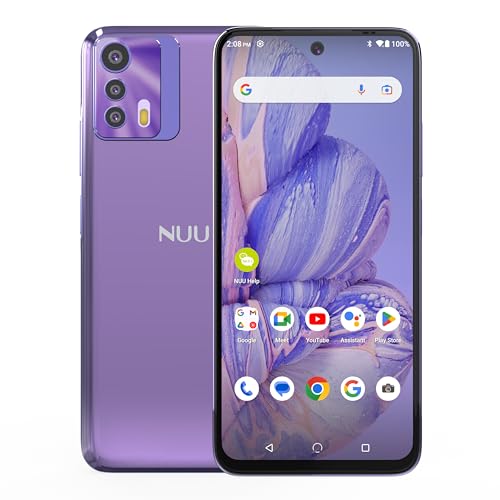 NUU B20 Cell Phone, 5G, Compatible with T-Mobile, AT&T, Cricket Phones, 6.5” FHD + Display, 8GB + 128GB, 48MP Triple Camera, Mint Mobile, Dual SIM, Daydream Purple, US Warranty & Hotline 2022