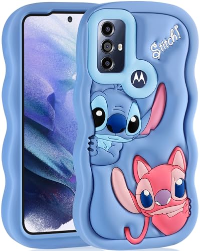 oqpa Case for Motorola Moto G Pure/Moto G Play(2023)/G Power(2022) 6.5" Cute Cartoon 3D Character Design Girly Cases for Girls Women Teens Kawaii Unique Fun Cool Funny Silicone Soft Cover, Blue