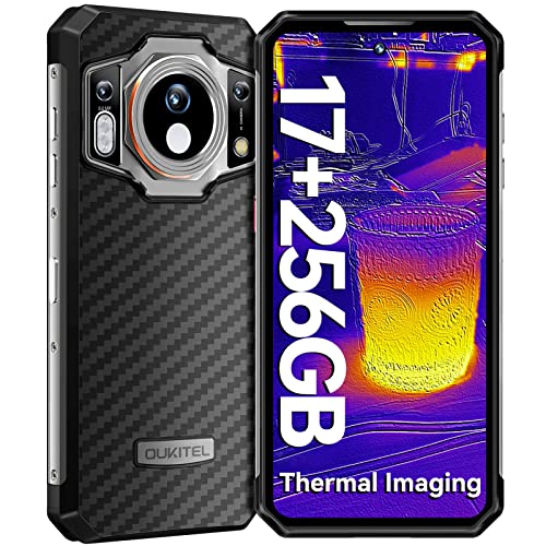 OUKITEL WP21 Ultra Rugged Smartphone Unlocked, Thermal Imaging Camera Rugged Cell Phones, 17GB+256GB, 120Hz 6.78" FHD+, 66W Fast Charge Android 12 IP68 Waterproof Mobile Phone, 64MP Camera, NFC/GPS
