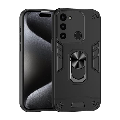Phone Protective Case Compatible with Tecno Spark GO 2022/Spark 8C/Spark 9 Phone Case with Kickstand & Shockproof Military Grade Drop Proof Protection Rugged Protective Cover PC Matte Textured Sturdy