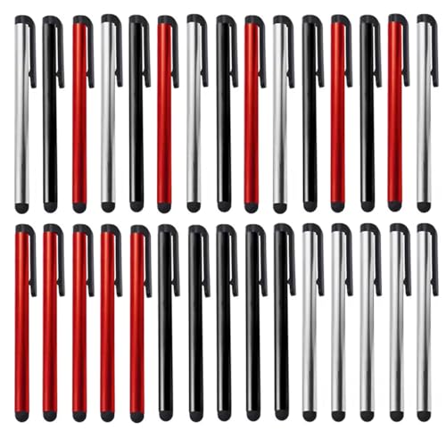 Premium 30 Pack Stylus Compatible with Meizu Meizu Pro 6 32GB Custom Digital Slim Touch Pen for Your Capacitive Touch Screen! (Black Silver RED)