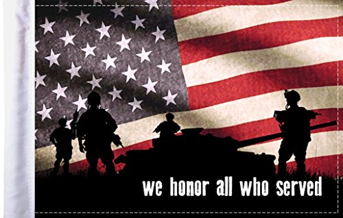 Pro Pad 6 by 9-inch "We Honor All Who Served" Motorcycle Sleeved Flag