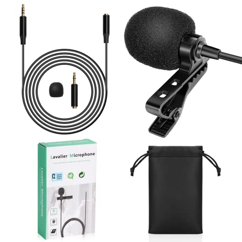 Professional Grade Lavalier Lapel Microphone for Energizer Energy E20 Compatible with iPhone Phone or Camera Blogging Vlogging ASMR Recording Video Tiny Shirt Microphone with Easy Clip On System