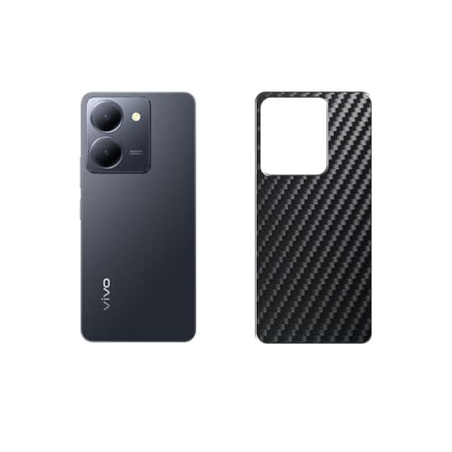 Puccy 2 Pack Back Protector Film, compatible with vivo Y27 5G Black Carbon Fiber Guard Cover Skin （ Not Tempered Glass Front Screen Protectors ）