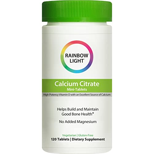 Rainbow Light Calcium Citrate Mini-Tablets With Vitamin D, Dietary Supplement Provides High-Potency Bone Health Support, With Calcium and Vitamin D, Vegetarian and Gluten Free, 120 Count
