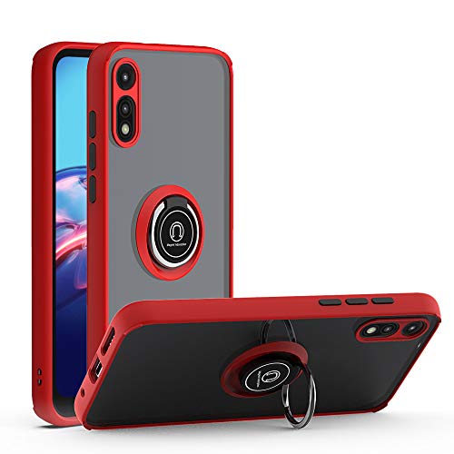 Ranyi ZTE Blade A5 2020 Case, Clear TPU Hybrid Bumper Case with 360 Rotating Ring Holder Kickstand Feature Shock Absorbing Full Body Protection Hard Case Cover for ZTE Blade A5 (2020), red
