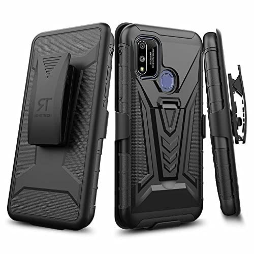 Rome Tech Belt Clip Holster Case for Coolpad SUVA 6.1" (2021) - Dual Layer Shockproof Cell Phone Cover with Kickstand - Heavy Duty Coolpad SUVA Phone Case with Clip On - Black