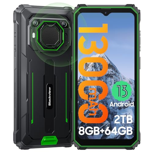 Rugged Phones Unlocked, 2023 Blackview BV6200 Rugged Smartphone, 13000mAh Battery 18W Fast Charge, Android 13, 8GB+64GB/2TB Expand, Loudest Speaker Waterproof Mobile Phones,Three Card Slots,Glove Mode