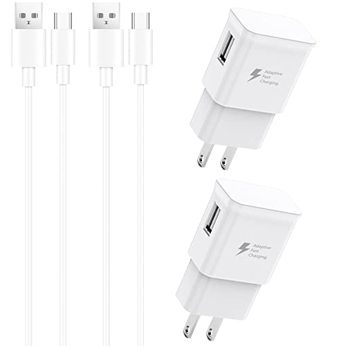 Samsung Charger Fast Charging Cord 6.6ft with USB Wall Charger Block for Samsung Galaxy S10/S10e/S10 Plus/S9/S9 Plus/S8/S8 Plus/S20 S21 S22 S23 Ultra/Note 20/Note 10/Note 9/Note 8/A52/A53/A54 [2-Pack]