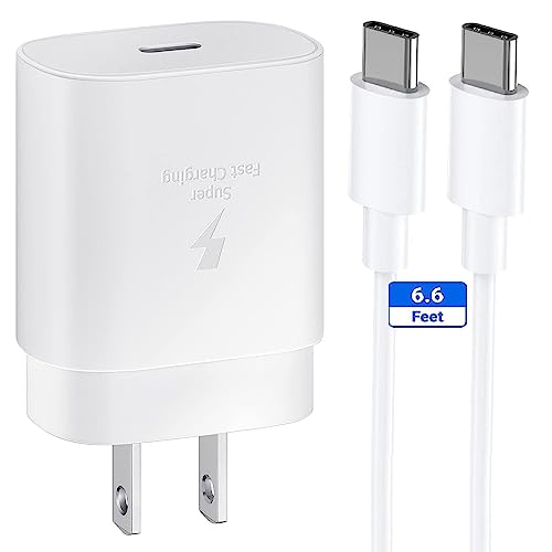 Samsung Charger Super Fast Charging Type C Charger 25W USB C Charger Block for Samsung Galaxy S23/S22/S21/S20/S10/Plus/Ultra/FE/Note 20/10/Z Fold/Flip/Galaxy Tab S7/S8 with 6.6ft Type C Cable Cord