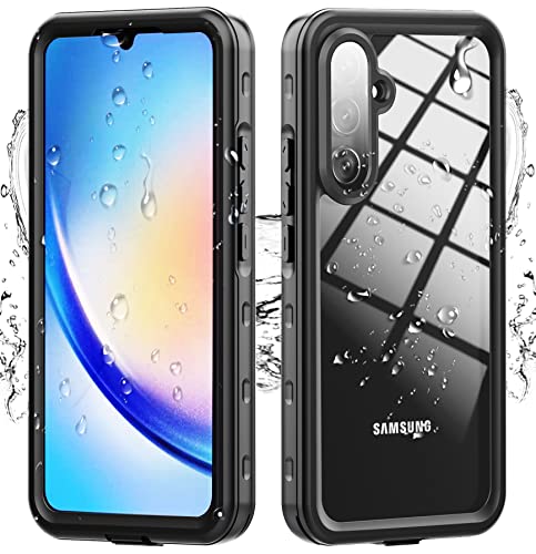 Samsung Galaxy A34 5G Phone Case with Built-in Screen Protector, Waterproof Case Rugged Full Body Underwater Dustproof Shockproof Drop Proof Protective Cover for Samsung Galaxy A34 5G, Black