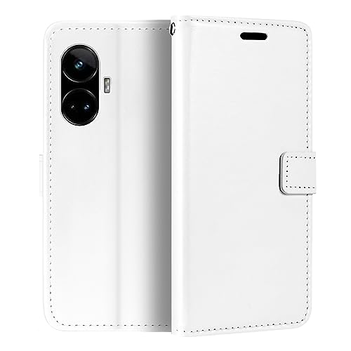 Shantime for Oppo Realme GT Neo 6 Case, Premium PU Leather Magnetic Flip Case Cover with Card Holder and Kickstand for Oppo Realme GT5 5G (6.74”) White