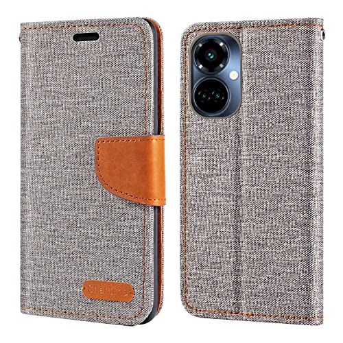 Shantime for Tecno Camon 19 Pro Art Edition Case, Oxford Leather Wallet Case with Soft TPU Back Cover Magnet Flip Case for Tecno Camon 19 Pro Mondrian Edition (6.8”) Grey