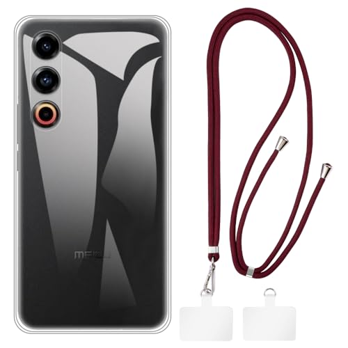 Shantime Meizu 21 5G Case + Universal Mobile Phone Lanyards, Neck/Crossbody Soft Strap Silicone TPU Cover Bumper Shell for Meizu 21 5G (6.55”)
