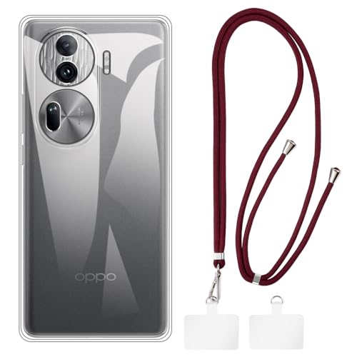 Shantime Oppo Reno 11 5G Pro China Case + Universal Mobile Phone Lanyards, Neck/Crossbody Soft Strap Silicone TPU Cover Bumper Shell for Oppo Reno 11 5G Pro China (6.74”)