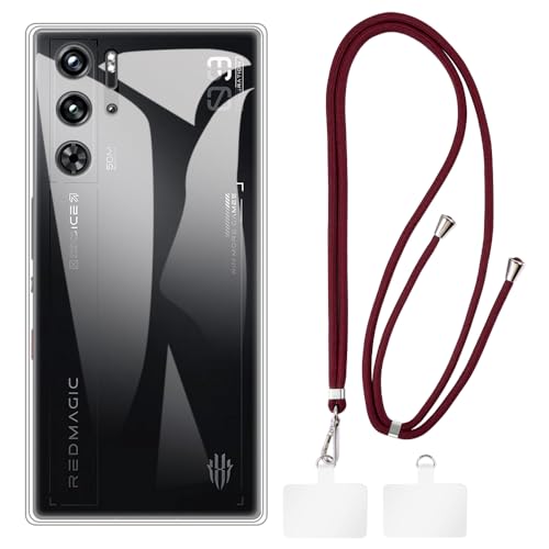 Shantime ZTE Nubia Red Magic 9 Pro Case + Universal Mobile Phone Lanyards, Neck/Crossbody Soft Strap Silicone TPU Cover Bumper Shell for ZTE Nubia Red Magic 9 Pro+ (6.8”)