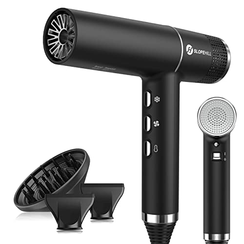 slopehill Hair Dryer with Unique Brushless Motor | Intelligent Fault Diagnosis | Innovative Microfilter | Oxy Active Technology | Led Display (Black)