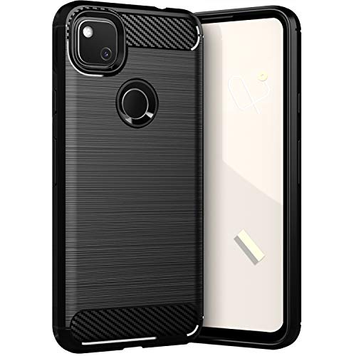 SNOSHO Google Pixel 4a 4G Phone Case, Slim Thin Soft Flexible TPU Silicone Rubber Anti-Scratch Shockproof Protective Cover for Pixel 4a [ NOT Compatible with Pixel 4a 5G ],Brushed Black