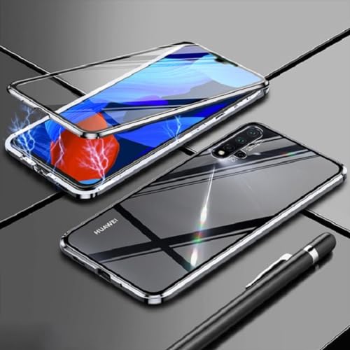 SRGDRR Magnetic for Huawei P50 P40 P30 Pro Double Sided Glass Cover Mate 30 40 50 Pro Honor 60 50 Pro 360 Degree Metal Phone Case,Silver,for Honor X50