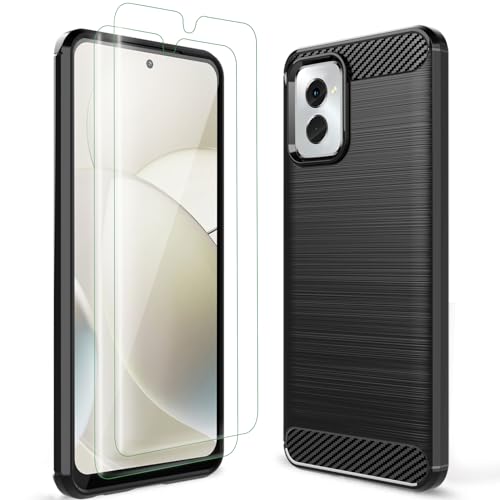 Sucnakp for Moto G Power 5G 2024 Case with 2* Screen Protector TPU Shock Absorption Technology Raised Bezels Protective for Motorola G Power 5G 2024（TPU Black）