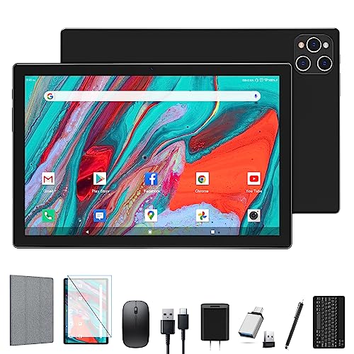 Tablet 2024 Latest Android 12 Tablet 128GB + 16GB (8+8 Expand) Large Storage, 2 in 1 Tablet with Keyboard, Octa-Core Processor, Tablet 10 Inch Screen, 5G WIFI Tablet Bluetooth/Mouse/Case/13MP Camera