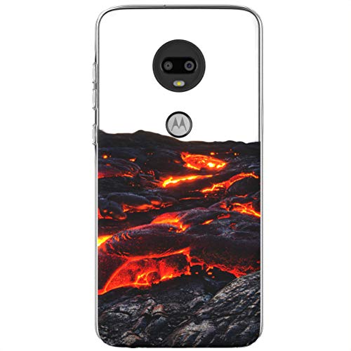 Toik Slim TPU Phone Case for Motorola Moto G8 Play One G7 Plus G6 P40 Z4 E6 Print Girls Protective Texture Gift Lightweight Flexible Silicone Lava Volcano Design Cover Clear Nature Magma Eruption