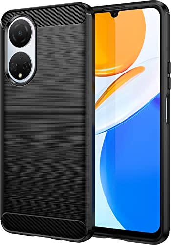 Toppix Compatible for Honor X7 Case, CMA-LX2CMA-LX1 Flexible TPU Bumper with Brushed Carbon Fiber Texture [Shock Absorption] Protective Cover for Honor X7 (Black)