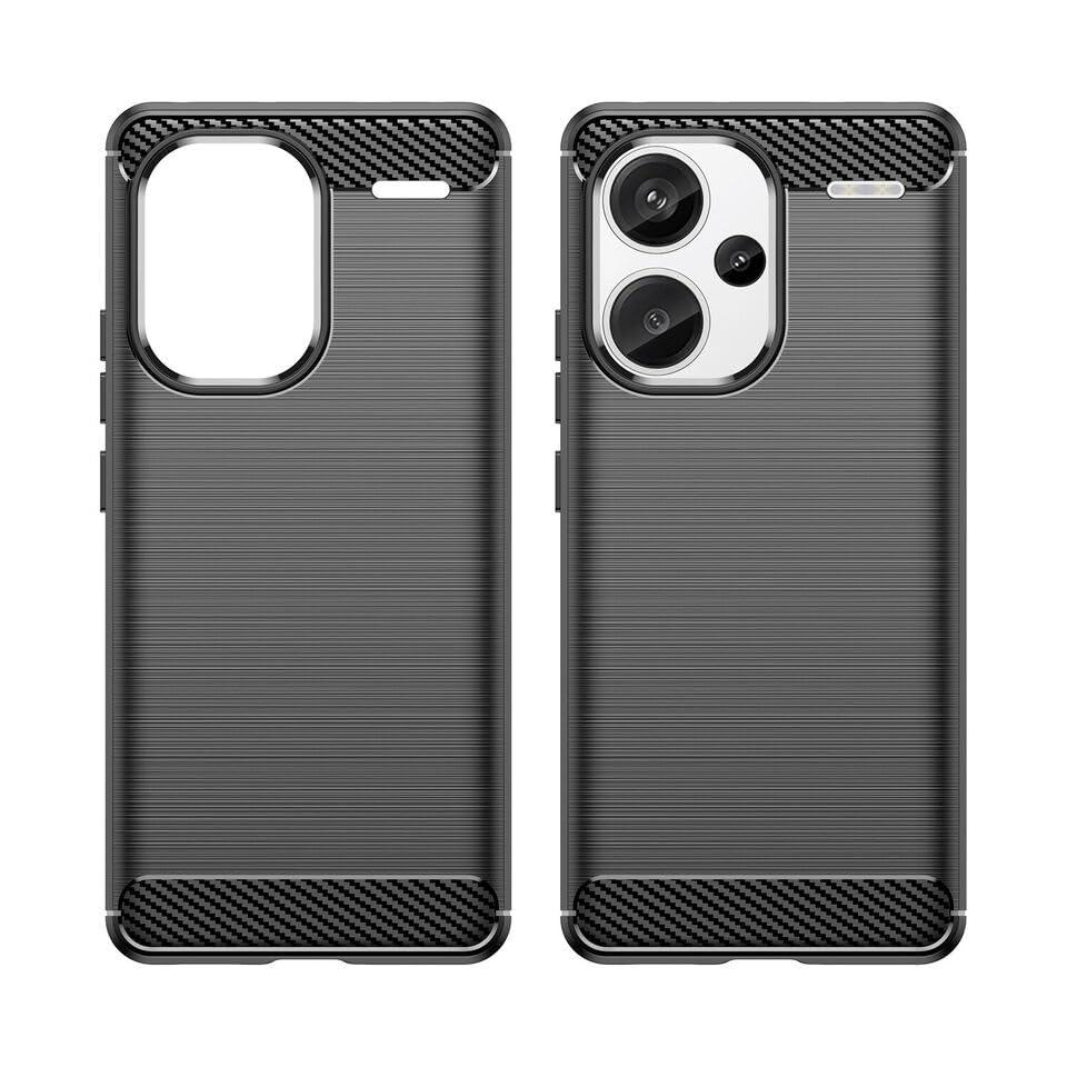 Toppix Compatible with Xiaomi Redmi Note 13 Pro Plus, Case Flexible TPU Bumper with Brushed Carbon Fiber Texture [Shock Absorption] Protective Cover (Black)