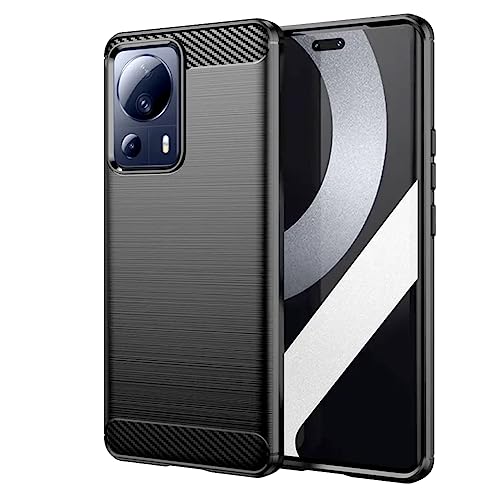 Toppix Designed for Xiaomi 13 Lite Case (4G + 5G), for Xiaomi Civi 2 Phone Cover, Soft TPU Bumper Flexible [Shock Absorption] [Carbon Fiber Texture] Protective Case (Black)
