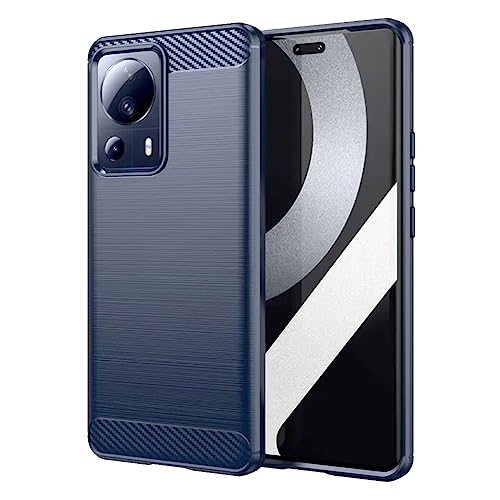 Toppix Designed for Xiaomi 13 Lite Case (4G + 5G), for Xiaomi Civi 2 Phone Cover, Soft TPU Bumper Flexible [Shock Absorption] [Carbon Fiber Texture] Protective Case (Blue)