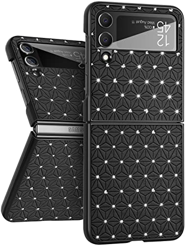 Toycamp Shiny Black Pin Dots Case with Sequins for Samsung Galaxy Z Flip 4 5G Cute Aesthetic Sparkle Luxury Disco Dot Design Women Glitter Bling Cases Girl Spark Pretty Phone Case for Galaxy Z Flip 4
