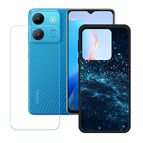 TPU Cover for Tecno Spark Go 2023 + HD Tempered Glass, Silicone Shell Bumper Protective Back Case - 9 Hardness Anti-Scratch Screen Protector for Tecno Spark Go 2023 (6,56") - KE61