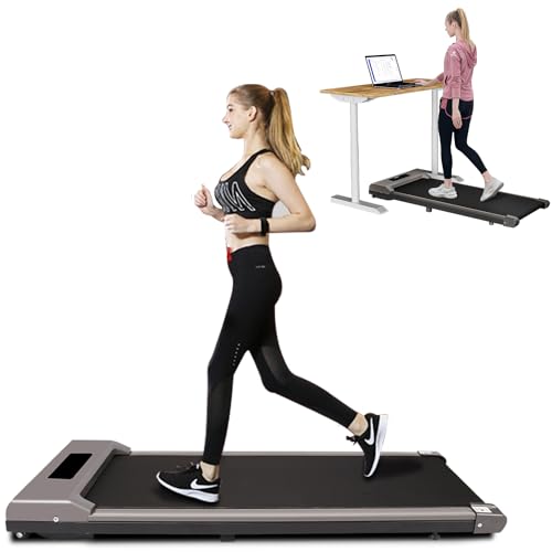 Treadmill Under Desk Walking Pad 2 in 1, 2.5HP Portable Small Treadmill for Office & Home, Ultra Quiet & Installation-Free with 0.6-6.2mph, Remote Control, LED Display, 300 Lb Capacity