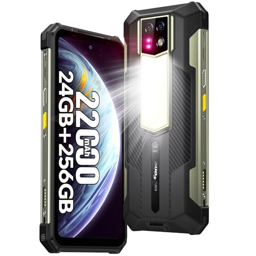 Ulefone Armor 24 22000mAh Mega Battery Unlocked Rugged Phone, Camping Light, 24GB RAM +256GB ROM, 6.78" FHD+120Hz Screen, 64MP Main Camera + 64MP Night Vision Camera, Android 13 Rugged Smartphone NFC