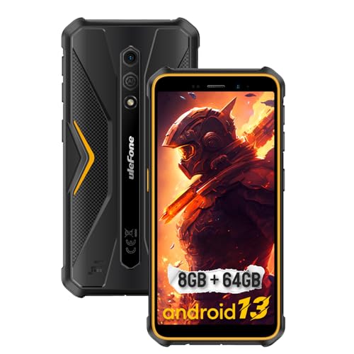 Ulefone Armor X12 Pro Rugged Phones Unlocked, 5.45 inch Screen, Android 13, 8GB + 64GB, 13MP + 8MP Waterproof Camera, 4860mAh Battery, Military Grade Smartphone, Face ID, NFC, OTG, WiFi - Orange