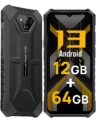 Ulefone Armor X13 Rugged Phones 2023, 50MP Rear Camera, 24MP Night Vision Camera, Up to 12GB RAM, 64GB ROM, 6320mAh, Android 13, IP68/IP69K Unlocked Smartphone, 4G LTE Cell Phone (Black)