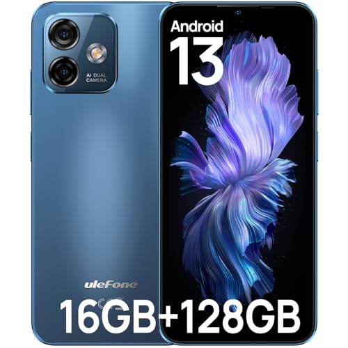 Ulefone Note 16 Pro Unlocked Phones, Android 13 Unlocked Smartphone, 16GB+128GB, 50MP Main Camera, 6.52” HD+ Waterdrop Screen, 8-Core Processor, 4400mAh Battery, Dual 4G Unlocked Cell Phone-Blue