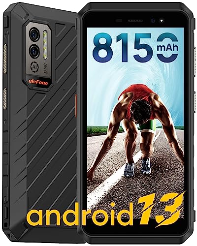 Ulefone Power Armor X11 Rugged Phones Unlocked, IP68/IP69K Waterproof Smarthone, Android 13, 8150mAh Battery, 8GB+32GB, 16MP AI Camera, 5.45'' HD+, 3 Card Slot, Dual 4G, Face Unlock, GPS, NFC