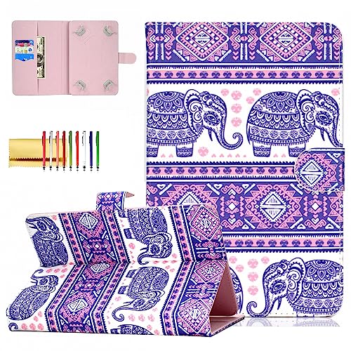 Universal Case for 8 inch Tablet, Techcircle PU Leather Slim Folio Magnet [Card Pocket] Stand Cover for Most 7.9"-8.4" Tablet, for iPad Mini 7.9", Galaxy Tab S2 8.0, Lenovo Tab 4 8, Elephant Totem