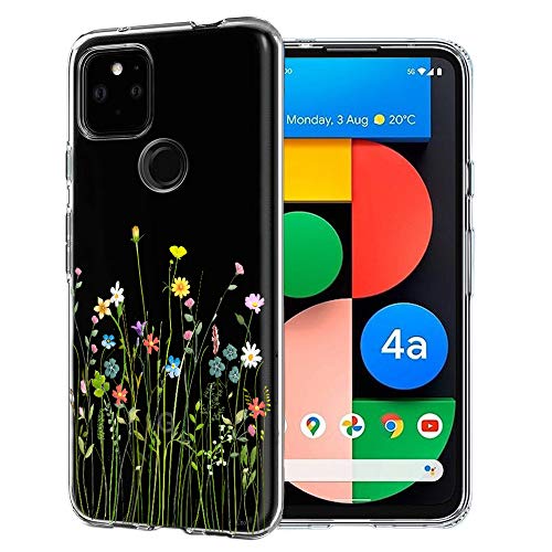 Unov Case Compatible with Google Pixel 4a 5G Clear with Design Soft TPU Shock Absorption Slim Embossed Pattern Protective Back Cover Pixel 4a 5G Case 6.2 inch (Flower Bouquet)