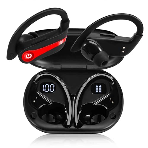UrbanX Over The Ear Headphones Wireless Bluetooth with Earhooks Built-in Mic, 200H Superior Playtime, Immersive Sound, Secure Fit, IPX7 Waterproof, Compatible with Blackview Oscal Tiger 12 - Red
