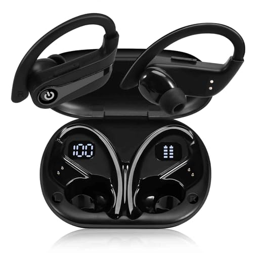 UrbanX Over The Ear Headphones Wireless Bluetooth with Earhooks Built-in Mic, 200H Superior Playtime, Immersive Sound, Quick-Pair, Secure Fit, IPX7 Waterproof, Compatible with Tecno Pop 8 - Black