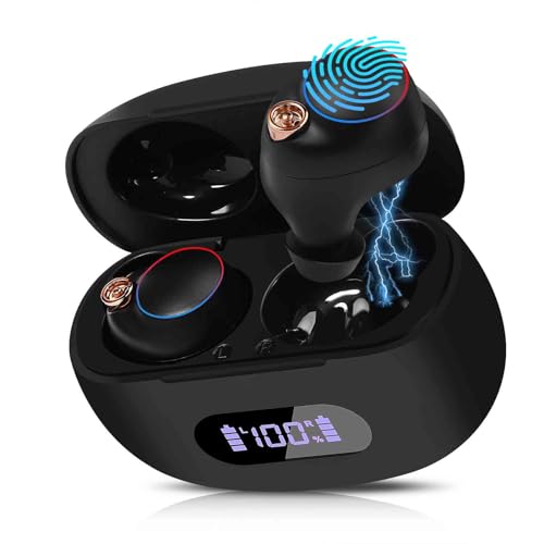 UrbanX True Wireless Bluetooth Earbuds + Charging Case, Black, Dual Connect, IPX5 Water Resistance, Bluetooth 5.2 Connection, Balanced, Bass Boost Compatible with Tecno Camon 15 Premier
