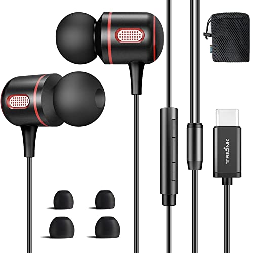 USB C Headphones, USB Type-C Wired Earphones in-Ear Earbuds Headset with Mic and Volume Control Compatible with iPad Pro, Samsung Galaxy S22 S21 Ultra S20 S20 FE, Google Pixel Xiaomi Huawei Oneplus