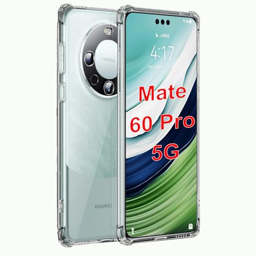 USTIYA Case for Huawei Mate 60 Pro Clear TPU Four Corners Protective Cover Transparent Soft