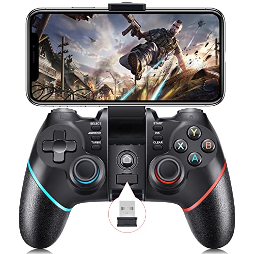 Vbepos Mobile Game Controller, Upgrade 2.4G & Bluetooth Wireless Gamepad for iPhone/Android/PC Windows/ PS4/ PS3/ Smart TV