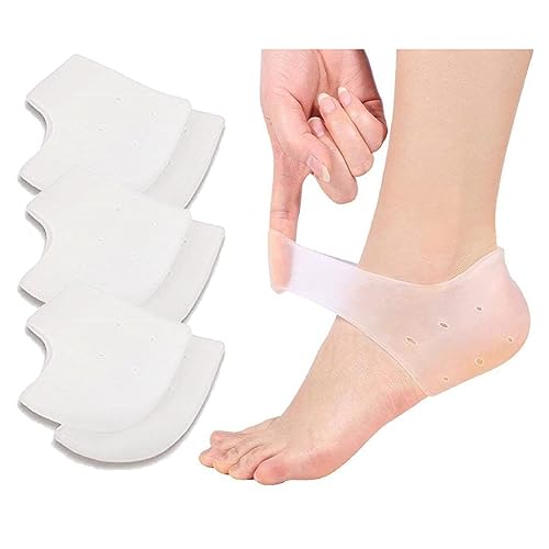 VivoFoot 3 Pairs Gel Heel Protectors, Silicone Heel Socks, Heel Sleeves, Heel Pain and Cracked Heels Relief for Men and Women
