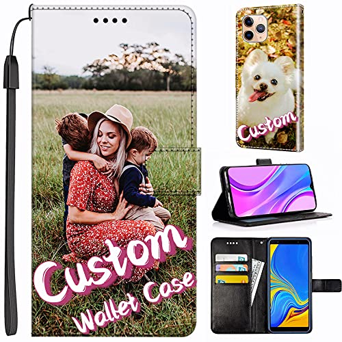 VKDHEGG Unique-Custom-Gift Personalized Photo PU Leather Wallet Phone Case and Flip Cover for Xiaomi Mi 10 11 12 Pro Lite Poco X4 M4 Mix 4 Redmi 9A K30 K40 Note Pro, Customize Picture on Front Back