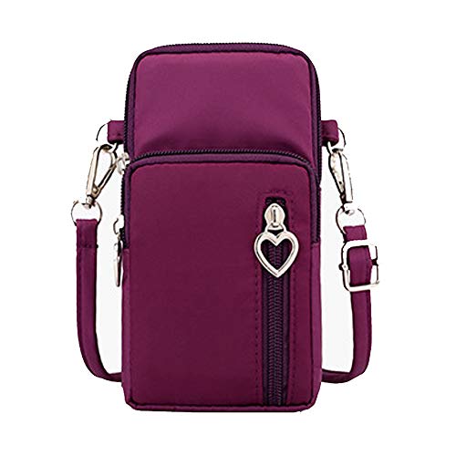 Womens Crossbody Phone Bag Purse Oxford Shoulder Pouch Wristlet Wallet w Card Pocket for iPhone Xs Max 8 7 6 Plus Galaxy Note 9 Note 8 J8 J4+ S10 S9 Sony Xperia XA2 XZ3 XZ2 LG Stylo 4 (Purple)