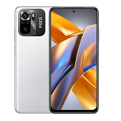 Xiaomi Poco M5 4G LTE GSM (128 GB + 6 GB) 50 MP Dreifachkamera 6,58 Zoll Octa Core (NICHT für den US-Markt) Global entsperrt + (mit schnellem 51-W-Autoladegerät) (Weiß (globale Version))